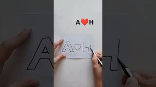 A❤️H 3D çizimi drawing art satisfying easydrawing shots draw love harflar çizimlerletters [upl. by Zebe]