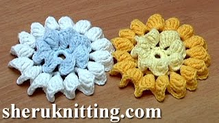 Crochet Flower EarringsHow to Folded Petals In Center and Around [upl. by Adiarf236]