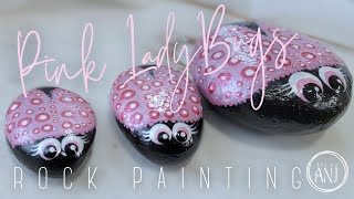 Pink Polka Dot Lady Bug Rock Painting [upl. by Wojcik]