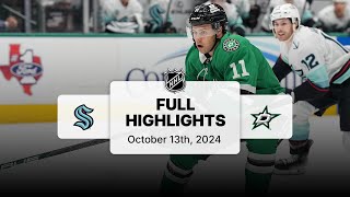 Kraken at Stars  October 13 2024  NHL Full Game Highlights [upl. by Newton]