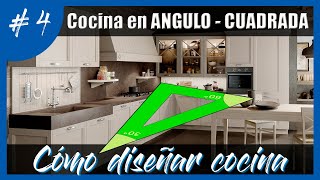 DISEÑO COCINAS cocina en l  la solución para cocinas cuadradas [upl. by Akiemahs]