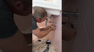 P trap Installation diy plumbing homeimprovement [upl. by Hands654]