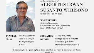 Albertus Irwan Susanto Wibisono  Funeral Service [upl. by Onaicram243]