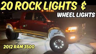 INSTALLING 20 ROCK LIGHTS AND WHEEL LIGHTS ON 2012 RAM 3500 DUALLY SpinningwrencheswithJ [upl. by Annabell]