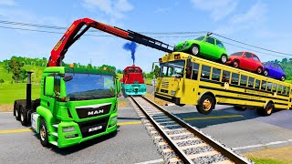 TRANSPORTING PIXAR CARS amp FRUITS WITH COLORED amp JOHN DEERE vs CLAAS vs TRACTORS  BeamNGdrive [upl. by Iem]