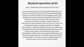 Deutsch sprechen a2 b1 Thema Umweltschutz Environmental Protection [upl. by Amethist]