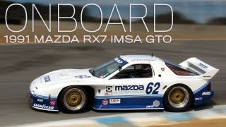 Onboard 1991 Mazda RX7 IMSA GTO fourrotor at Rolex Monterey Motorsports Reunion  Road amp Track [upl. by Lanor]