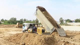 Big Dumptruck 12Wheel And Big Bulldozer CAT LandFill Delete Deep Pond Part 1 [upl. by Aicena]