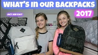 Whats In Our Backpacks  Back to School 2017  Jacy and Kacy [upl. by Abramo]