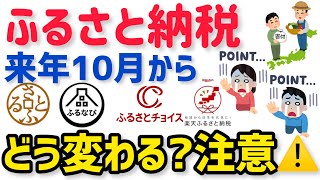 ふるさと納税が改悪？2025年10月から全サイトでポイント付与禁止に！わかりやすく解説！さとふる ふるなび ふるさとチョイス 楽天も！ [upl. by Langer]