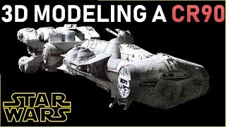 Corellian Corvette \ CR90  Modeling Starships of the Galaxy  Star Wars 3D Model Timelapse [upl. by Monica824]