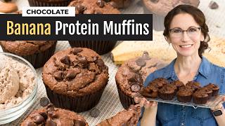 HighProtein Chocolate Banana Muffins  GlutenFree Option [upl. by Eade]