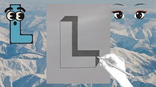 Dessin en 3D  lettre L en 3D tutoriel version longue 3D letter drawing L [upl. by Ralfston449]