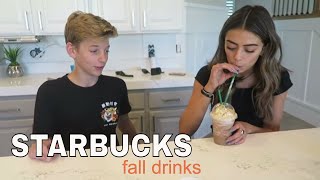 TRYING ALL STARBUCKS FALL DRINKS w Carson Johns [upl. by Htessil119]