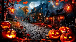 Cozy Halloween atmosphere of autumn village 🎃 Wind sound and relaxing nature sounds 👻 [upl. by Abihsot419]