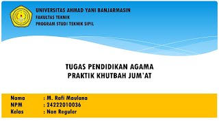 Tugas Mata Kuliah Pendidikan Agama UVAYA Dosen Muhammad Rizali Yani [upl. by Reizarf]