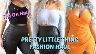 PRETTY LITTLE THING fashion haul  FALL TRY ON HAUL [upl. by Llednik]