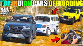 GTA 5  INDIAN CARS EXTREME OFFROADING ON MOUNT CHILLIAD OMG WITH LOGITECH G29 [upl. by Boone]