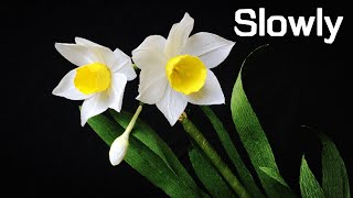 ABC TV  How To Make Daffodils Flower From Crepe Paper 2 Slowly  Craft Tutorial [upl. by Murray]