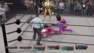 WWE 2K23 Pink and Yellow Time Force Rangers vs Mileena and Kitana [upl. by Euf456]