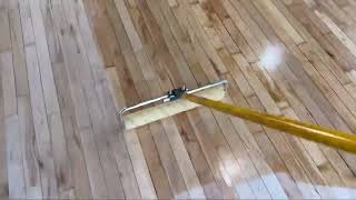 Sanding and coating Industrial hardwood maple floors restored and finished with new protection [upl. by Namaan]