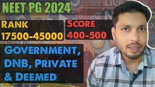 NEET PG 2024 If your NEET PG score is between 400500 Marks which Branch amp college you will get [upl. by Eiramrefinnej]