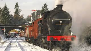 First snow of 2023 winter season hits NYMR and Grosmont as P3 No 2392 takes freight to Goathland [upl. by Josey]