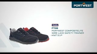 Portwest FT08  Portwest Compositelite Wire Lace Safety Trainer Knit S1P  EN [upl. by Mayrim549]