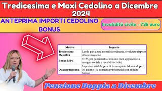 Tredicesima e Maxi Cedolino a Dicembre 2024 ANTEPRIMA IMPORTI CEDOLINO BONUS 155€ [upl. by Donnenfeld968]