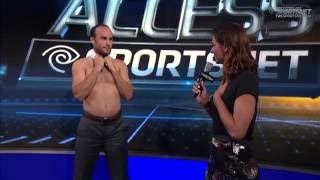 Tall Reporter vs Shirtless Athlete [upl. by Euqenimod]