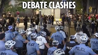 LIVE Cops watch on as protesters gather outside debate between Trump and Harris in Philadelphia [upl. by Jermaine]