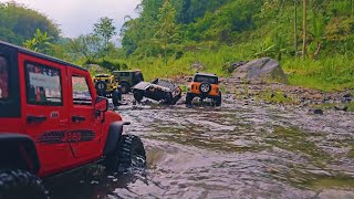 KYX SCX10 ll RGT Jimny HB Bronco MN Menyusuri Sungai ‼️ [upl. by Nirre]