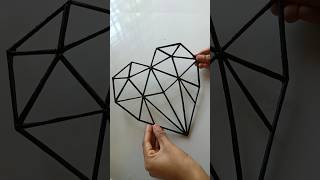 DIY Geometric heart 🖤  art diy youtubeshorts youtube [upl. by Eiramana]