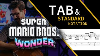 Mario Wonder Overworld Theme TAB amp Std Notation  TVonGuitar [upl. by Kiker]