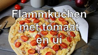 Flammkuchen met tomaat en ui recept [upl. by Aihsekel]