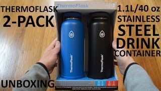 Unboxing ThermoFlask Stainless Steel 40Ounce Water Bottle 2Pack Blue amp Black [upl. by Clarhe]