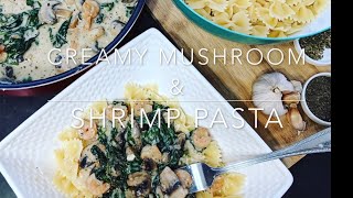 Creamy Mushroom amp Shrimp Pasta  Galore Of Flavors [upl. by Norahs]