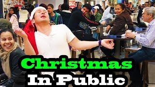 SINGING IN PUBLIC  CHRISTMAS SONGS JUSTIN BIEBER ARIANA GRANDE MARIAH CAREY and MORE [upl. by Nylrebma850]