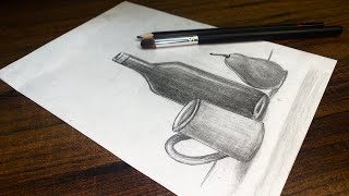 How to draw a still life drawing easy step by step tutorial by pencil [upl. by Nairadal282]