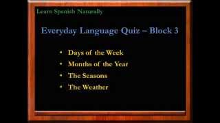 Spanish Lessons Quiz  Days of the Week  Seasons  Months of the Year  Learn Spanish  Free [upl. by Norabel]