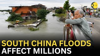 China Floods Heavy rains flood streets and trap hundreds in southern region of China  WION LIVE [upl. by Schonthal]