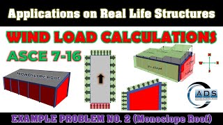 Example Problem 2 Monoslope Roof Building for Wind Load Calculations using ASCE 716 [upl. by Ringe]