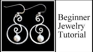 Easy Jewelry Tutorial  Double Hoop Swirl with Pearl Dangle Earrings [upl. by Desireah]