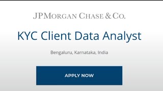 JP Morgan Hiring Kyc Client Data Analyst  JP Morgan recruitment  JP Morgan Hiring Data Analyst [upl. by Berte]