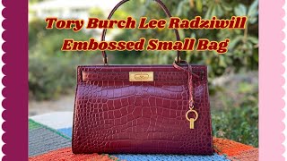 Tory Burch Lee Radziwill Small Embossed Bag Reveal and review [upl. by Olimpia]