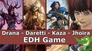 Drana vs Daretti vs Kaza vs Jhoira EDH  CMDR game play for Magic The Gathering [upl. by Peedsaj51]