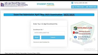 NIOS Exam Fee Submission April May 2025 Examination  nios siliguri [upl. by Laehcim]