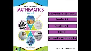 Ex 22 Q4 Class 9th Maths National Book Foundation Federal Text Book Board Islamabad APS [upl. by Idnyc]