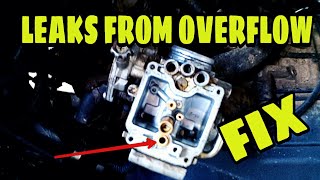 FIX CARBURETOR LEAKS GAS FROM OVERFLOW TUBE WHATS CAUSING THIS ATV DIRT BIKE SMALL ENGINES [upl. by Oicnoel742]