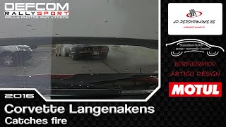 Corvette Langenakens catches fire during shakedown  Ypres Historic rally [upl. by Einitsed]